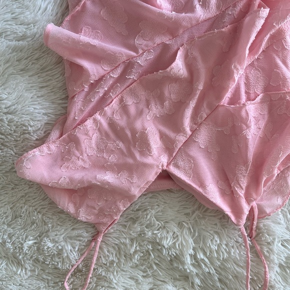 Pink Ruffled Midi Dress - Picture 6 of 7